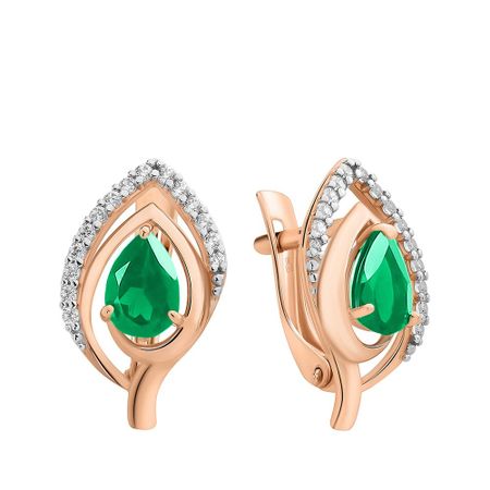 Серьги из золота с агатами и фианитами