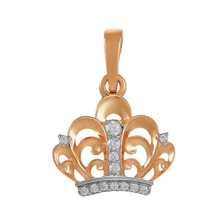 Золотая подвеска Корона с фианитами