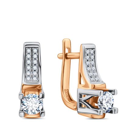 Золотые серьги с кристаллами SWAROVSKI и фианитами