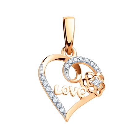 Золотая подвеска LOVE с фианитами