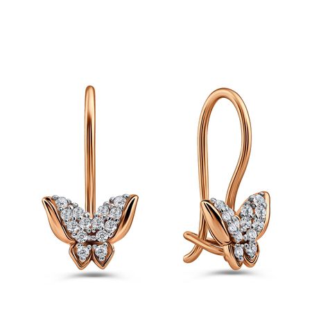 Золотые детские серьги Бабочка с фианитами мебельные петли naierdi мини бабочка бронзовые золотые серебряные 30 шт