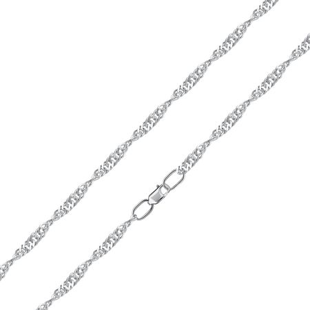 Серебряная цепочка Сингапур с алмазной гранью и родированием