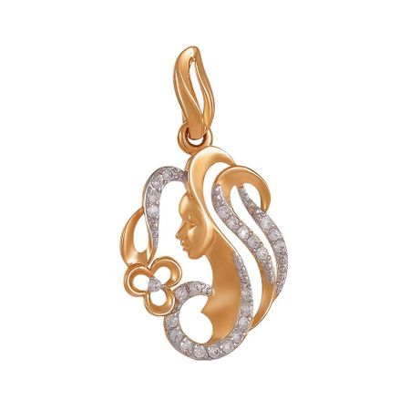 Золотая подвеска с фианитами со знаком зодиака Дева