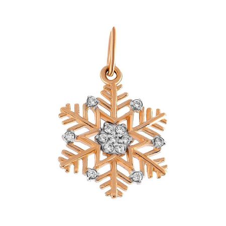 Золотая подвеска Снежинка с фианитами