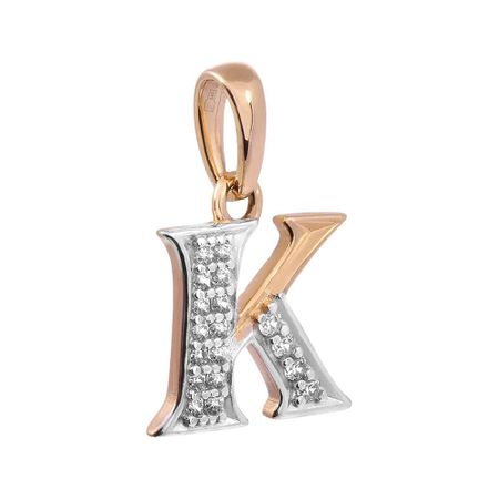 Золотая подвеска буква К с фианитом