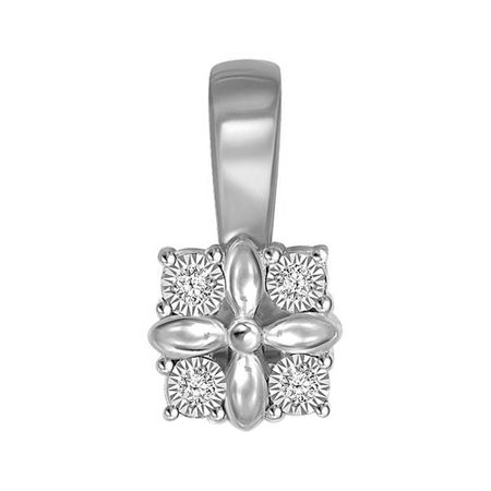 Золотая подвеска с бриллиантами и алмазной гранью с родированием