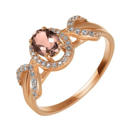 Кольцо из золота с раухтопазом и фианитами