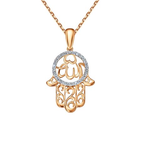 Золотая мусульманская подвеска с фианитами