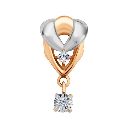 Золотая подвеска с бриллиантами и алмазной гранью с родированием