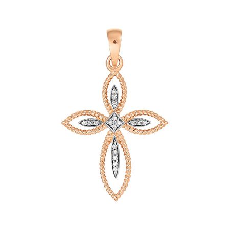 Подвеска-крестик из золота с бриллиантами