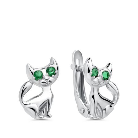 Серебряные детские серьги Кошка с фианитами нюта яковлева кошка шкодя и ее маленькое королевство
