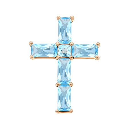 Золотая подвеска Крест с топазами Swiss