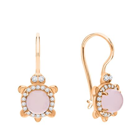 Золотые детские серьги Черепаха с фианитами