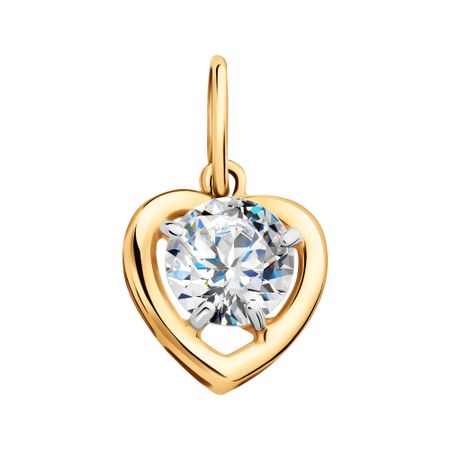 Золотая подвеска Сердце с фианитом
