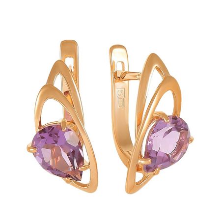 Серьги из золота с аметистами