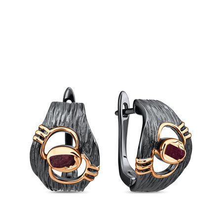 Серьги из серебра с рубинами