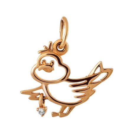 Золотая детская подвеска Птица с фианитом