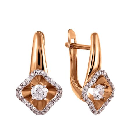 Серьги из золота с кристаллами SWAROVSKI и фианитами