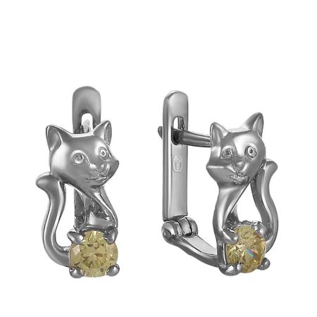 Серебряные детские серьги Кошка с фианитами нюта яковлева кошка шкодя и ее маленькое королевство