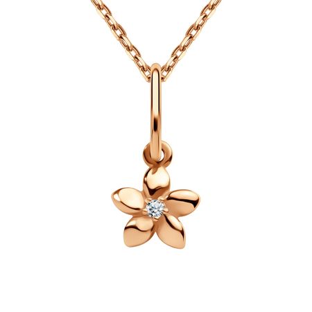 Золотая подвеска Цветок с фианитом