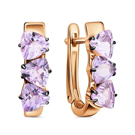 Золотые серьги с аметистами и родированием