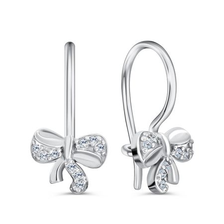 Серьги детские TALANT Бант из серебра с фианитами