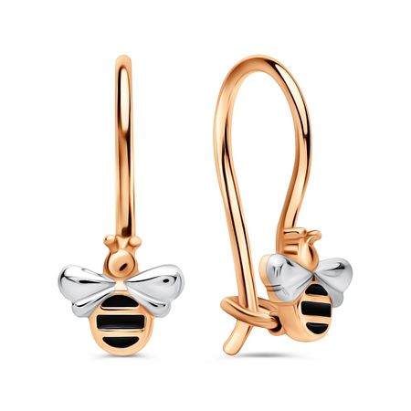 Золотые детские серьги с эмалью