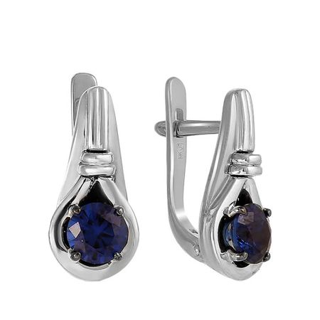 Золотые серьги с сапфирами и родированием