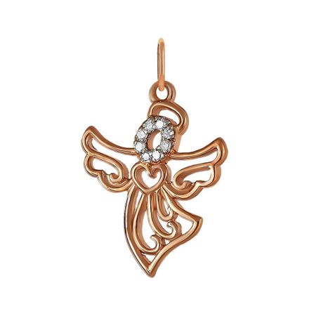 Золотая подвеска Ангел с бриллиантами