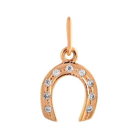 Золотая подвеска Подкова с фианитами
