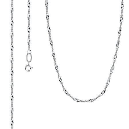 Серебряная цепочка Сингапур с алмазной гранью и родированием