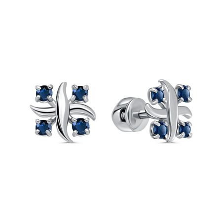 Золотые серьги с сапфирами и родированием