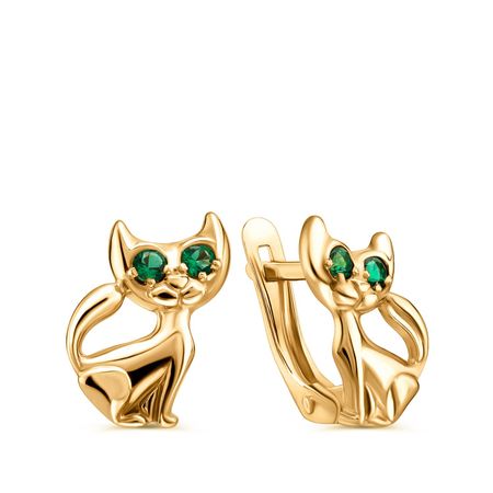 Серебряные детские серьги с фианитами и позолотой