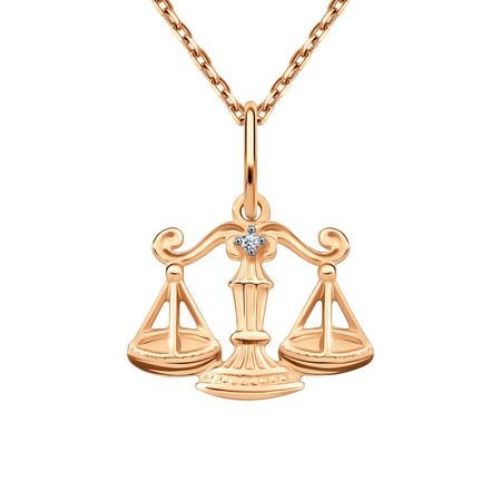 Золотая подвеска с фианитом со знаком зодиака Весы
