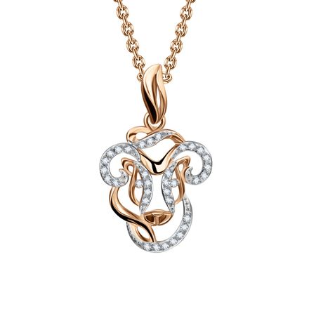 Золотая подвеска с фианитами со знаком зодиака Овен