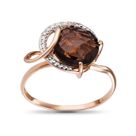 Кольцо из золота с раухтопазом и фианитами