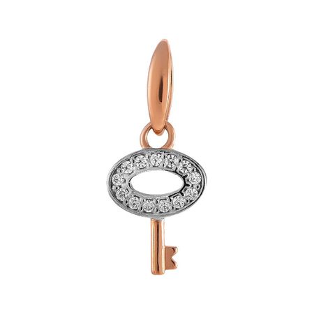 Золотая подвеска Ключ с фианитами