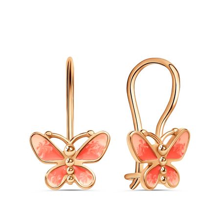 Золотые детские серьги с эмалью