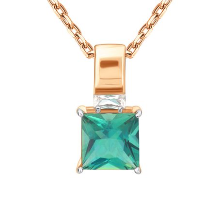 Золотая подвеска с кварцем и фианитом с родированием