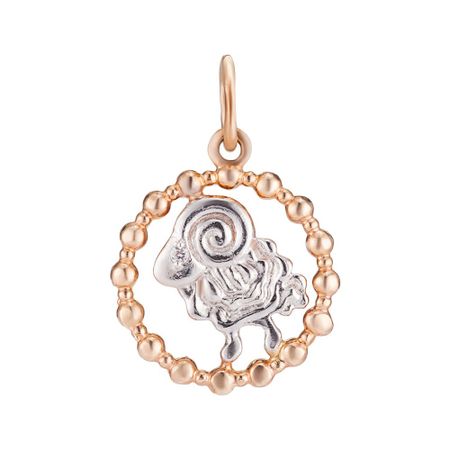 Золотая подвеска с фианитом со знаком зодиака Овен