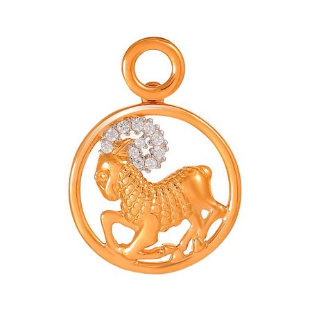 Золотая подвеска с фианитами со знаком зодиака Овен