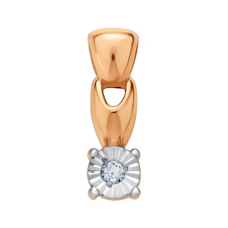 Золотая подвеска с бриллиантом и родированием с алмазной гранью