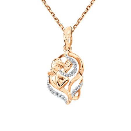 Золотая подвеска с фианитами со знаком зодиака Водолей