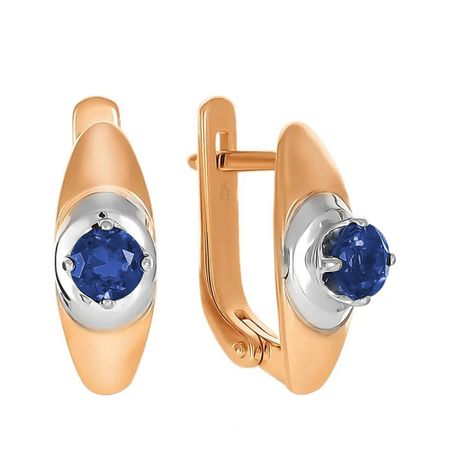 Золотые серьги с сапфирами и родированием