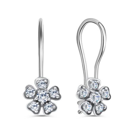 Серебряные детские серьги Цветок с фианитами