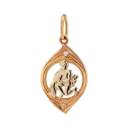 Золотая подвеска с фианитами со знаком зодиака Водолей