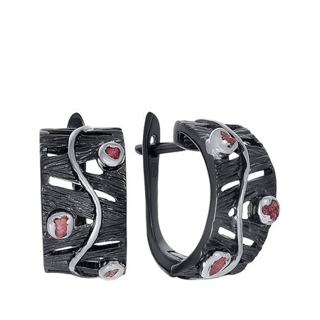 Серебряные серьги с рубинами из коллекции Калипсо