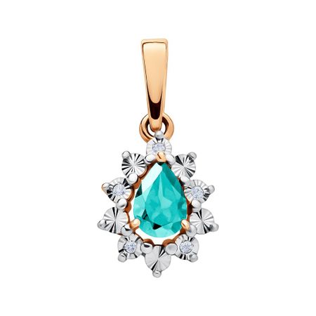 Золотая подвеска с топазом Swiss и бриллиантами с родированием