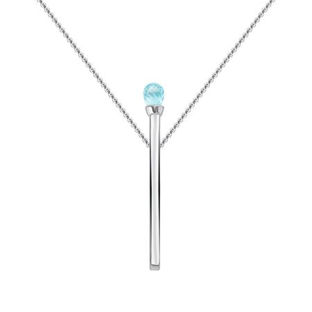Золотое колье Спичка с топазом и родированием