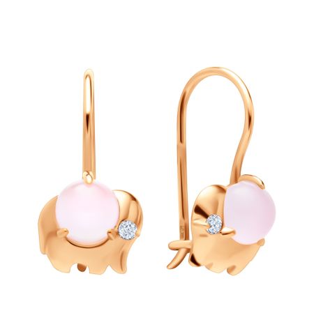 Золотые детские серьги Слон с фианитами украшения слон синего а из смолы